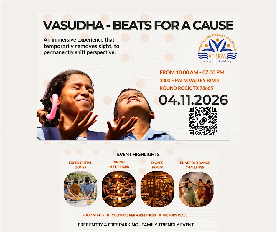 VT Seva – Vasudha, Beats For a Cause at 3300 E Palm Valley Blvd – Round Rock, TX