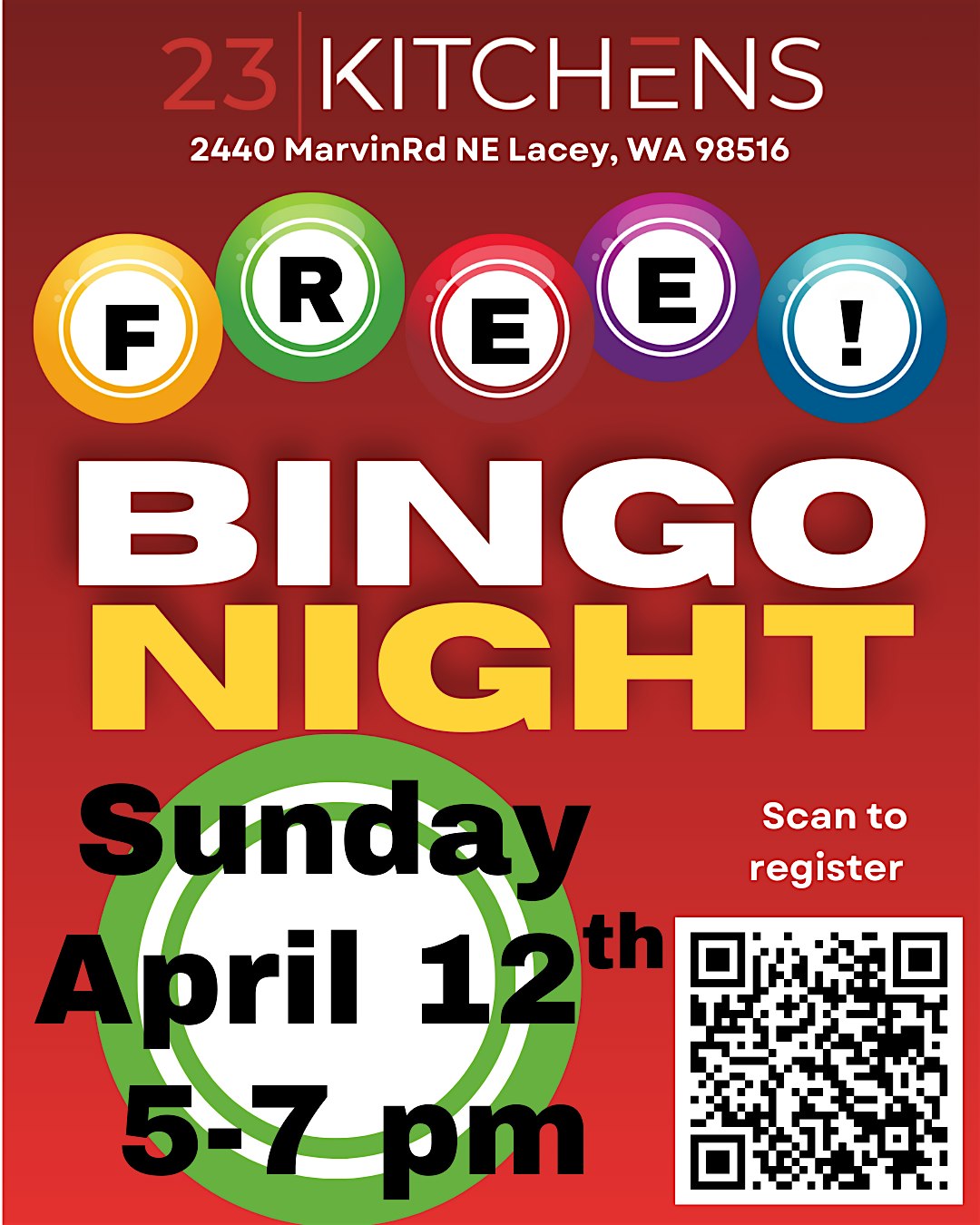 Sunday Funday BINGO! at 23 Kitchens – Lacey, WA