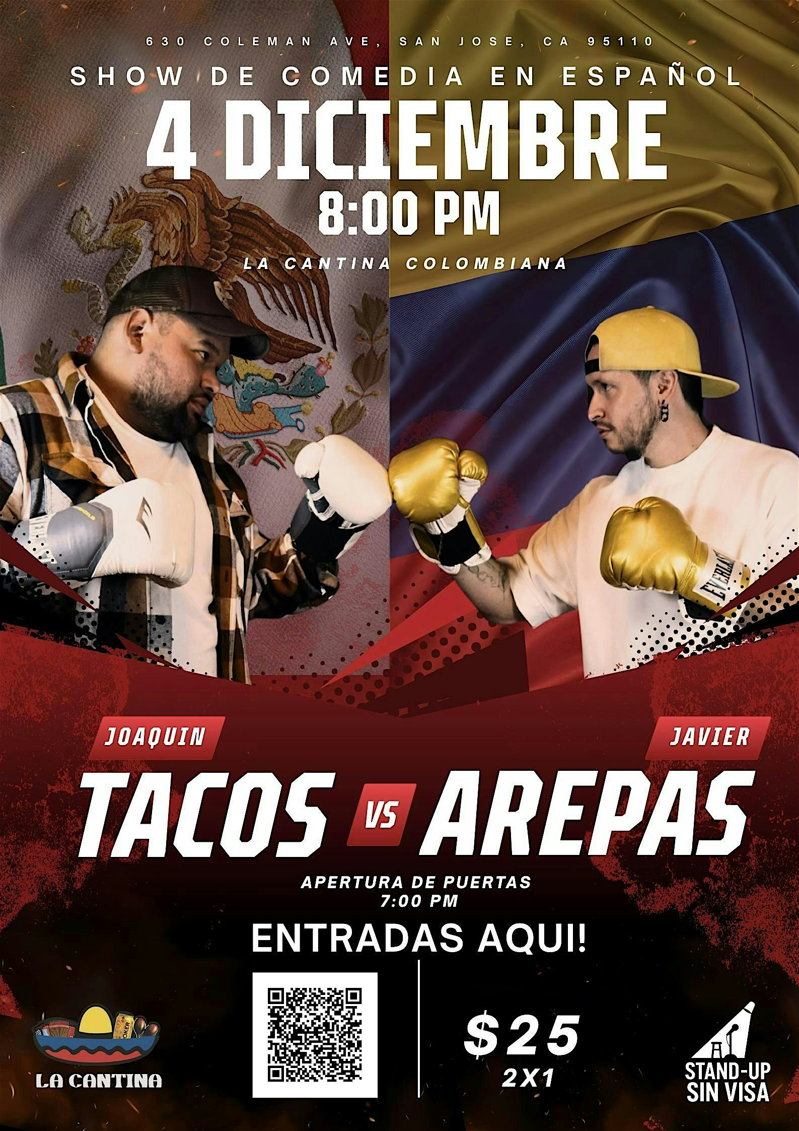 TACOS VS AREPAS (San Jose) at Mariscos La Ceiba Tropicana – San Jose, CA