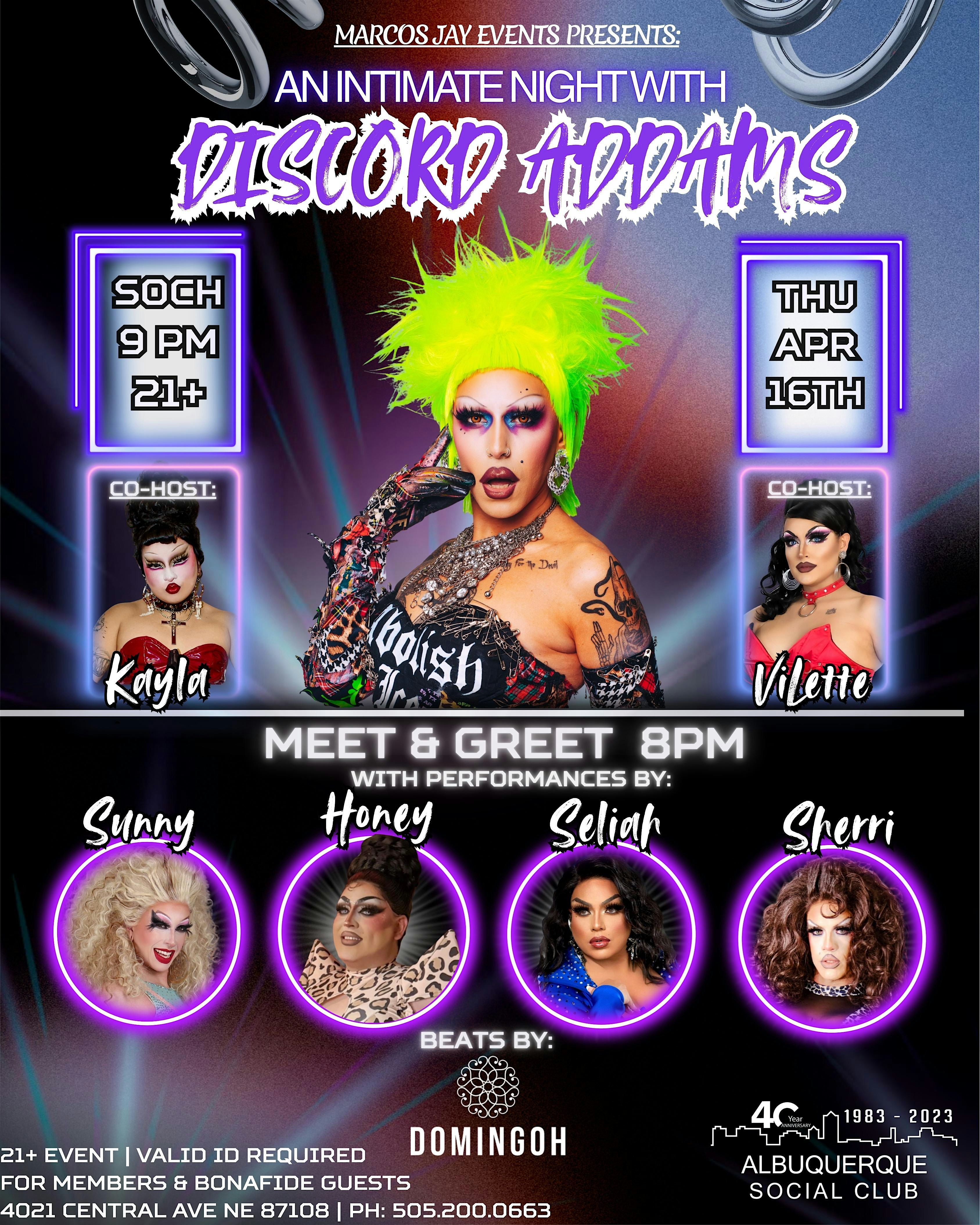 An Intimate Night with Discord Addams at Albuquerque Social Club – Albuquerque, NM