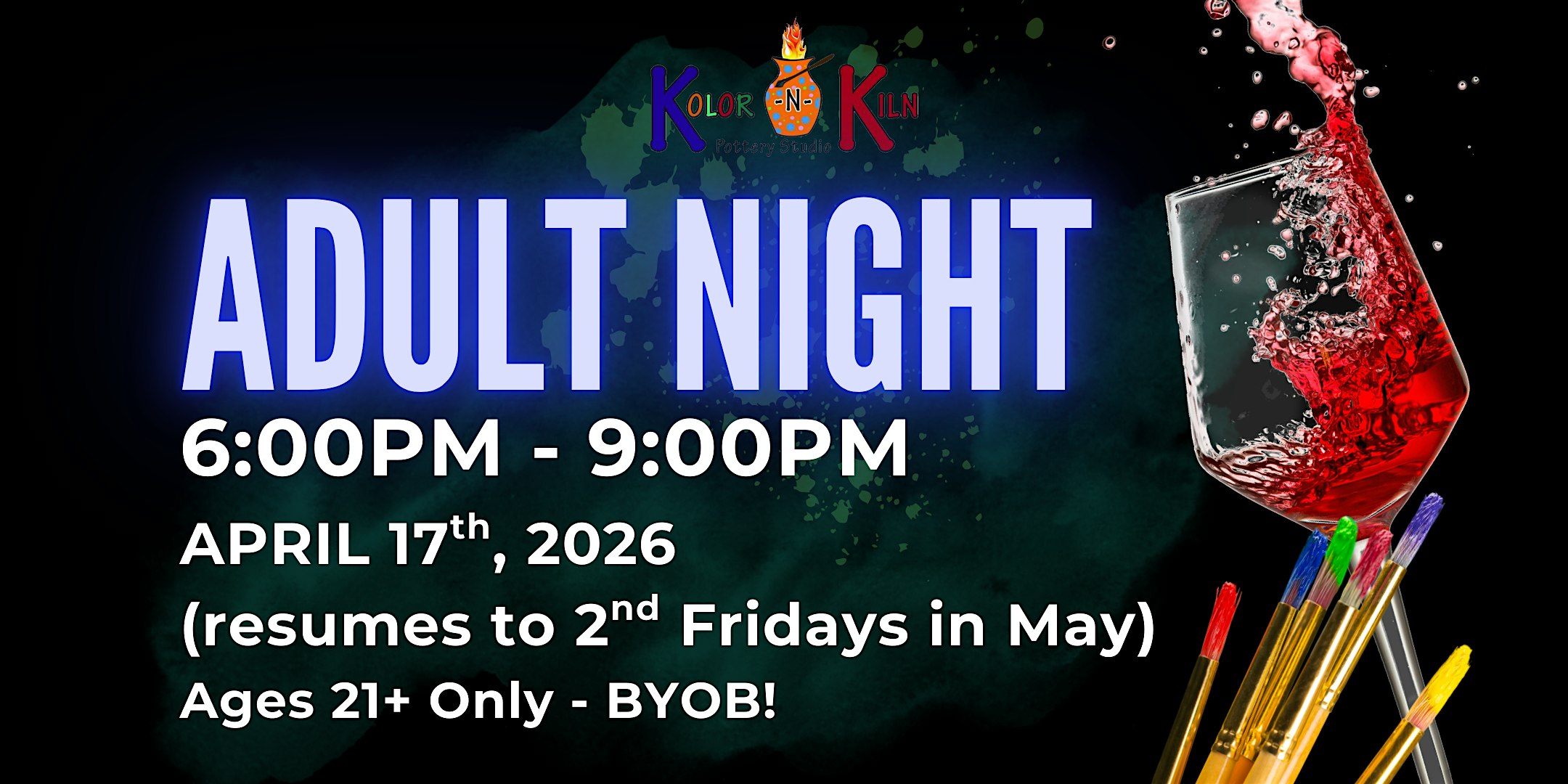 ADULT NIGHT – APRIL 2026 at Kolor-N-Kiln – Pittsburgh, PA