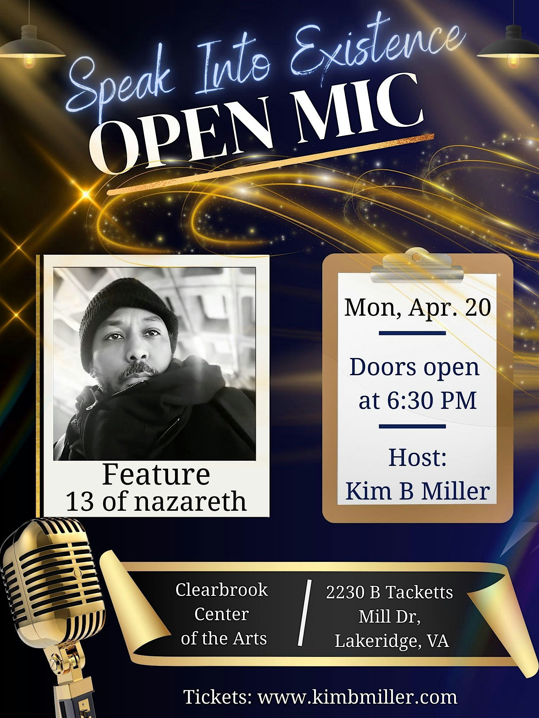 Speak Into Existence Open Mic (April 2026) at Clearbrook Center of the Arts – Lake Ridge, VA