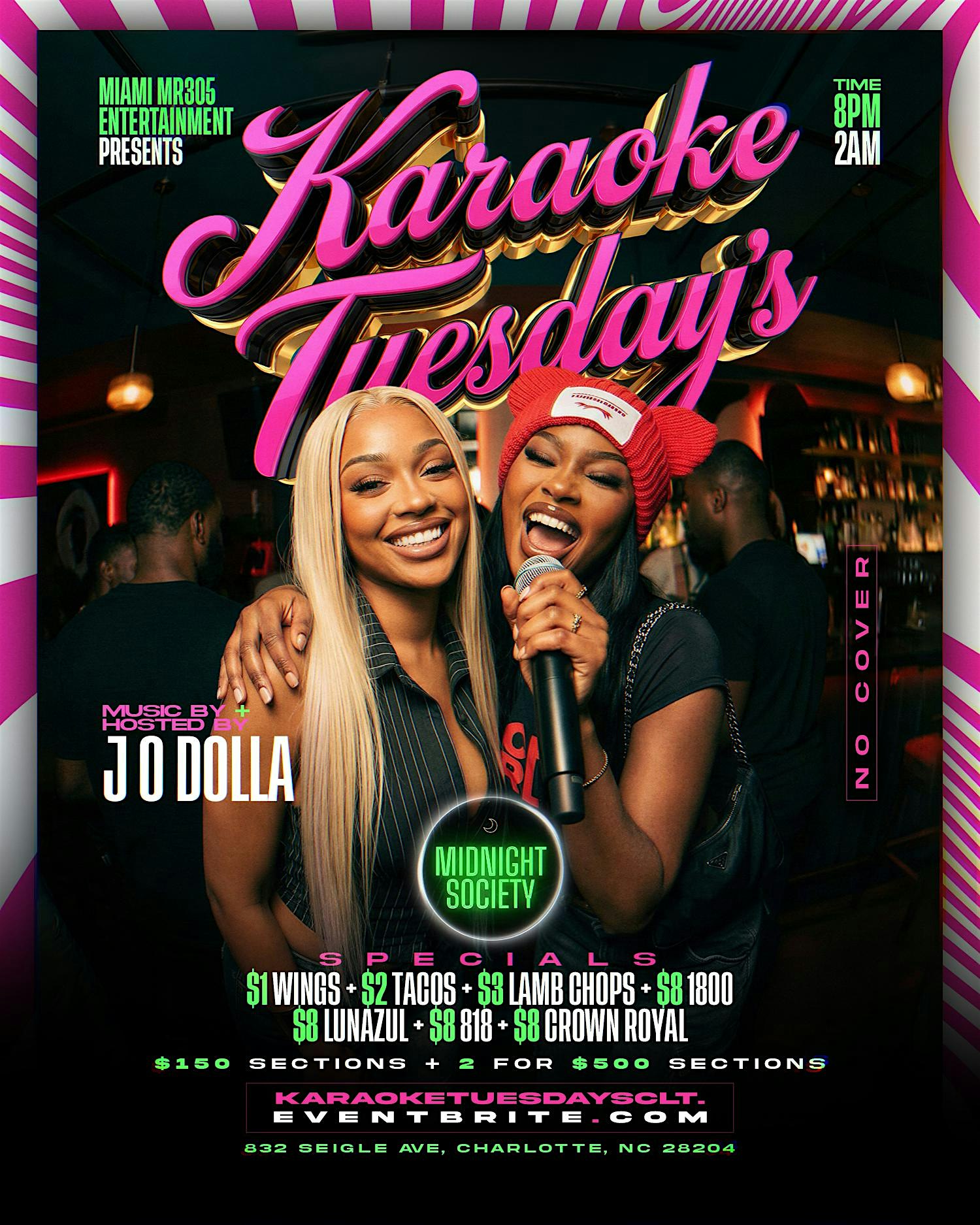 KARAOKE TUESDAY’S at Midnight Society Cafe – Charlotte, NC