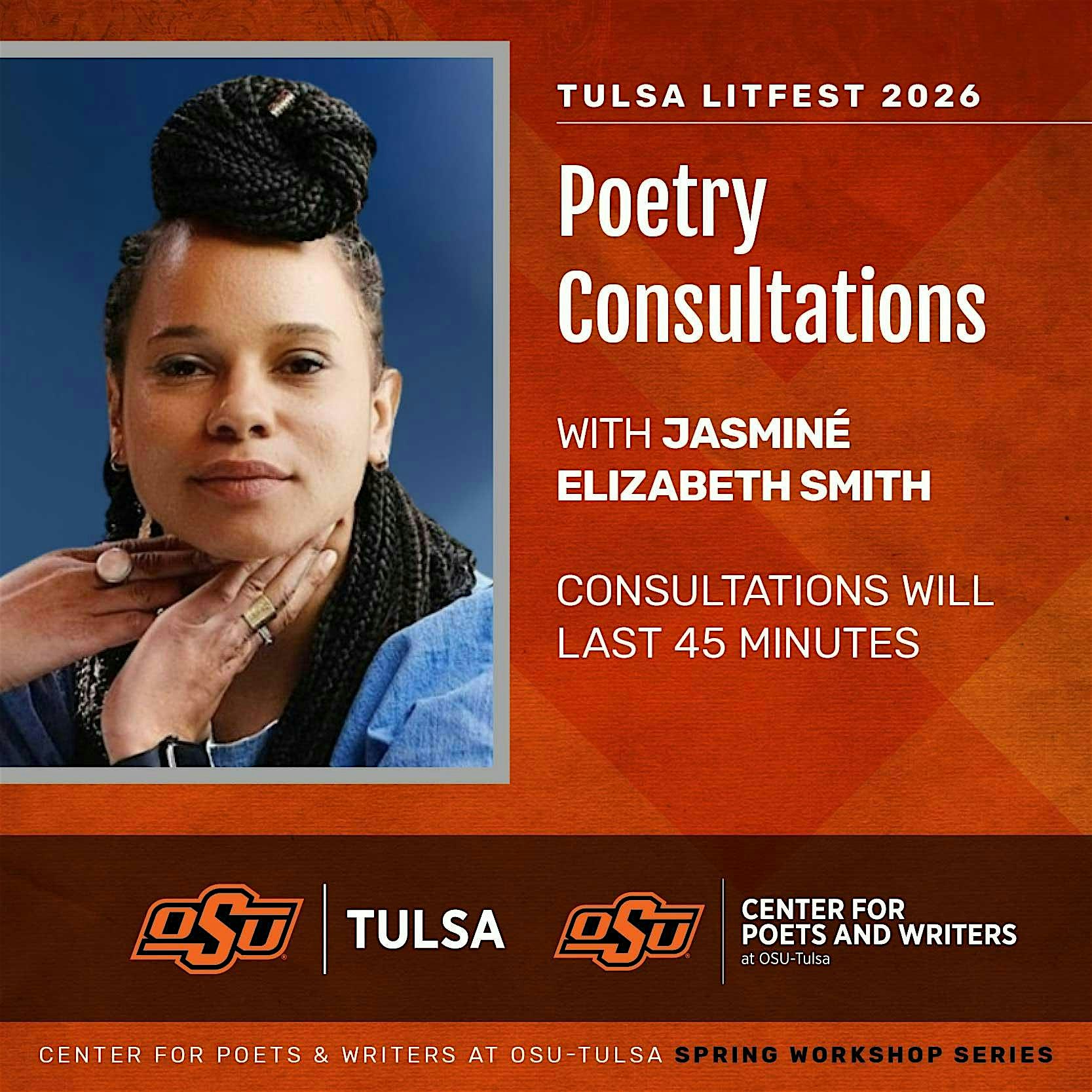 Poetry Consultations with Jasminé Elizabeth Smith at Oklahoma State University-Tulsa – Tulsa, OK