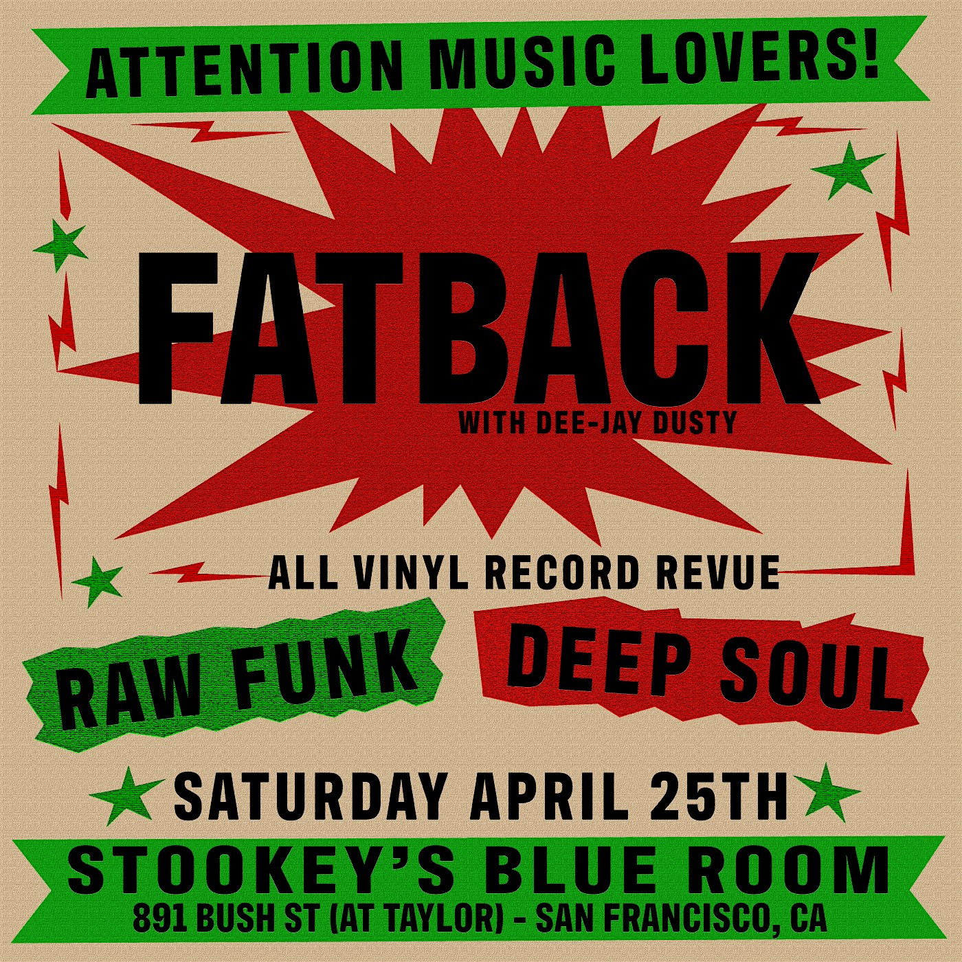 FATBACK all vinyl revue at Stookey’s Blue Room – San Francisco, CA
