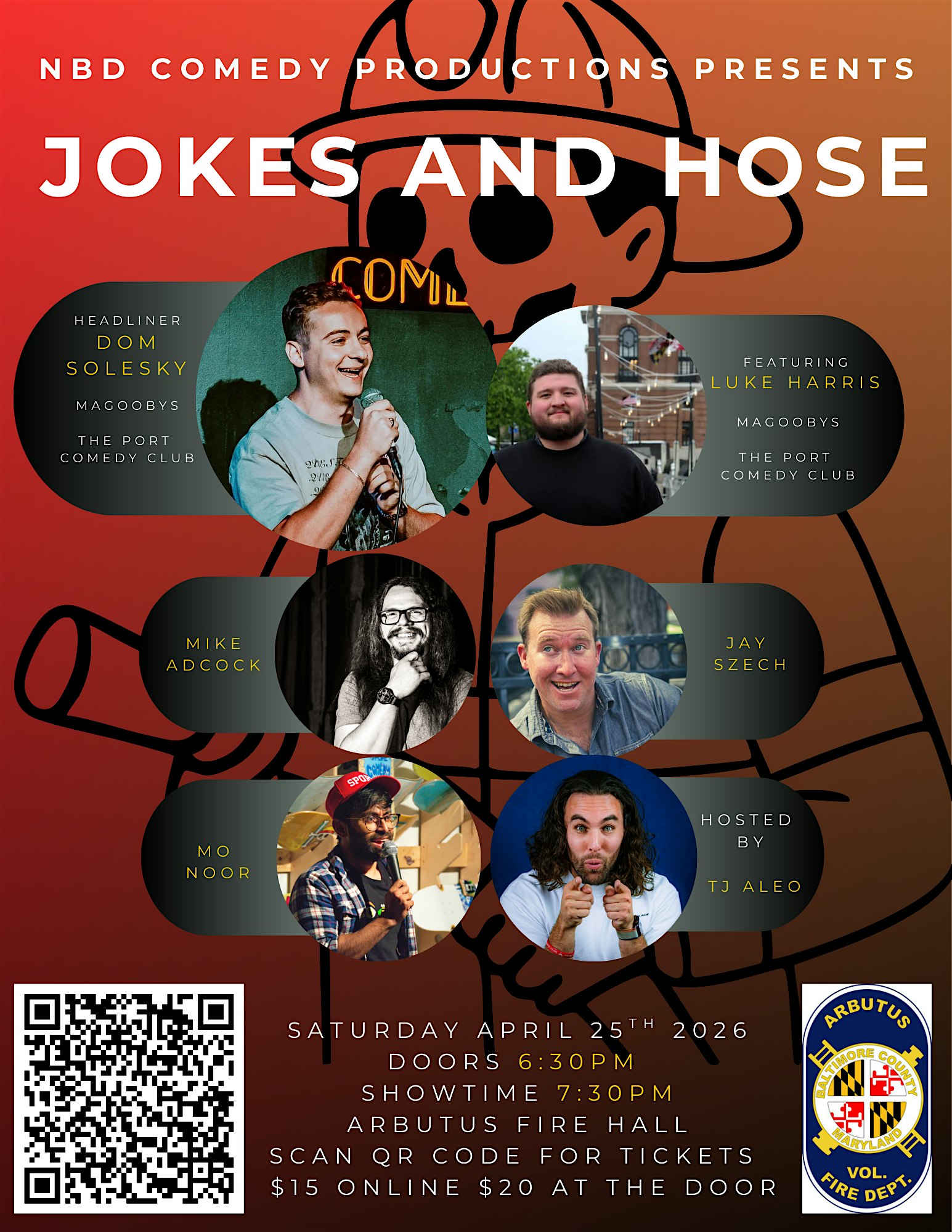 NBD Comedy Presents: Jokes and Hose at Arbutus Volunteer Fire Department – Arbutus, MD