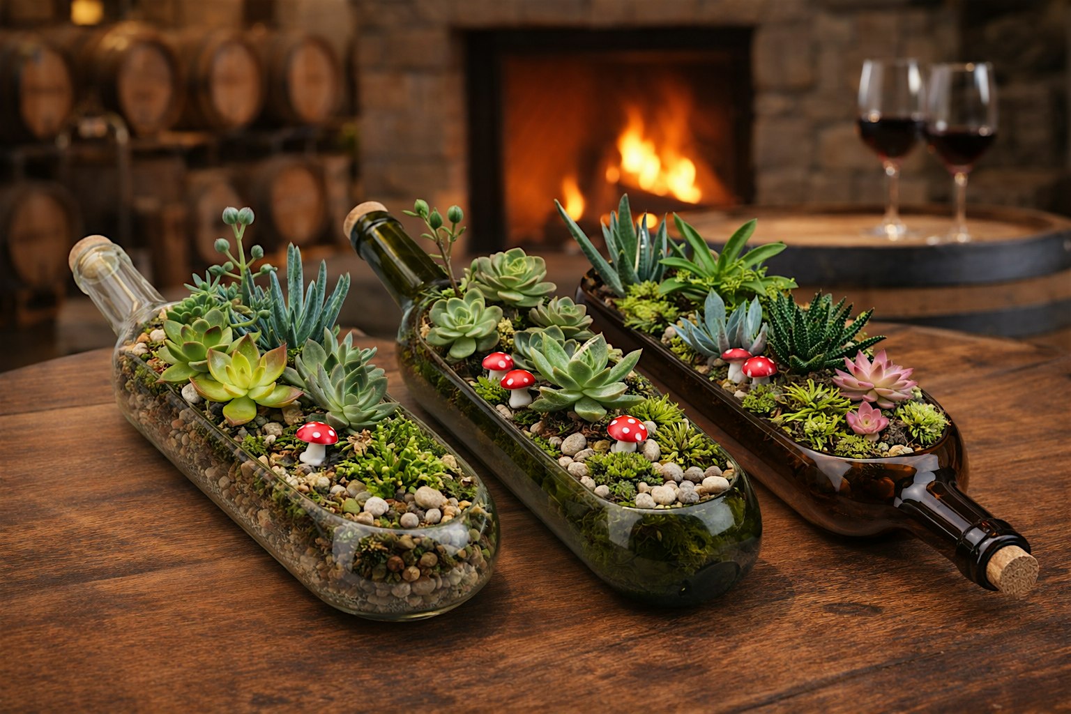 Create a Wine Bottle Succulent Terrarium at W3953 Winnebago Heights Rd – Malone, WI