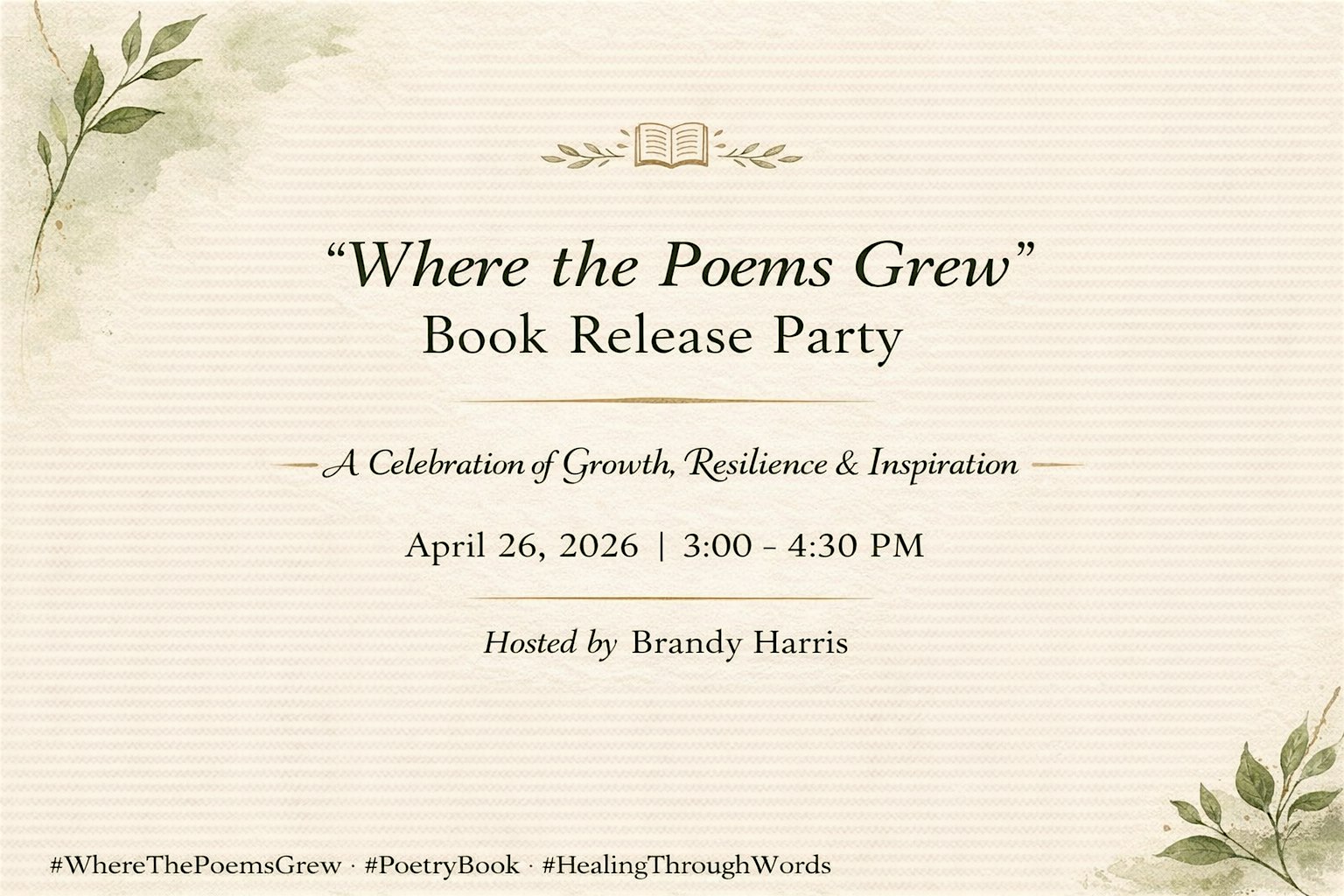 Where the Poems Grew – Book Release Party at House of Gladitude – Grandview, MO
