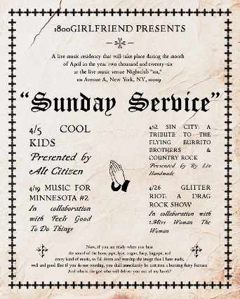 SUNDAY SERVICE: Glitter Riot: A Drag Rock Show at Night Club 101 – New York, NY