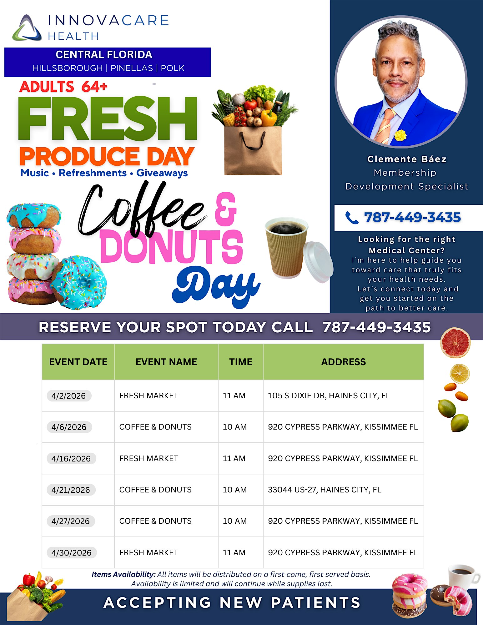 Coffee & Donuts – Poinciana 4.27 at Orland Family Physician – Poinciana Activity Center – Kissimmee, FL