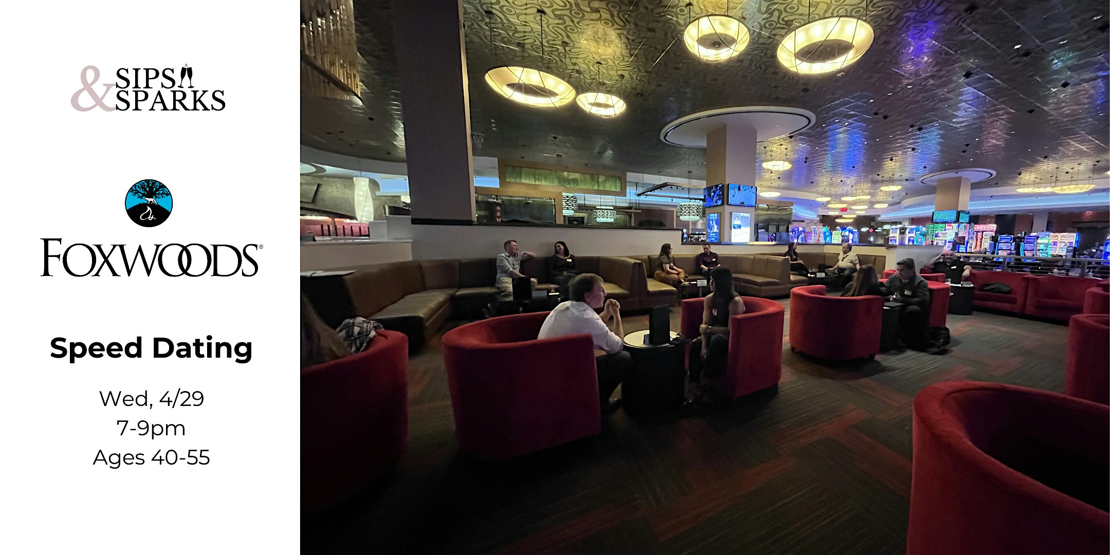Speed Dating 40-55 in Mashantucket, CT at Centrale – Fox Tower at 350 Trolley Line Blvd – MASHANTUCKET, CT