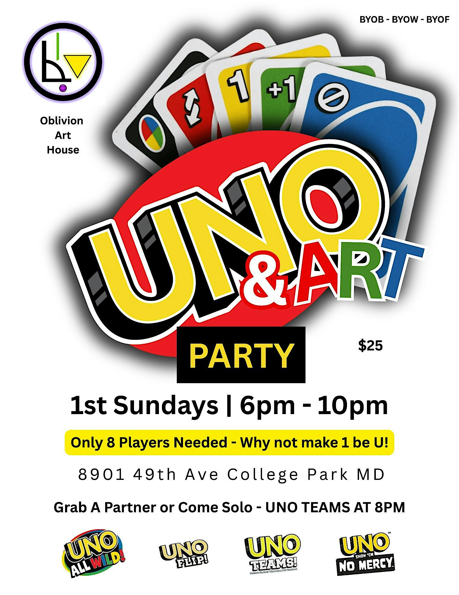 Uno and Art Party at Oblivion Art House Art Studio and Academy – College Park, MD