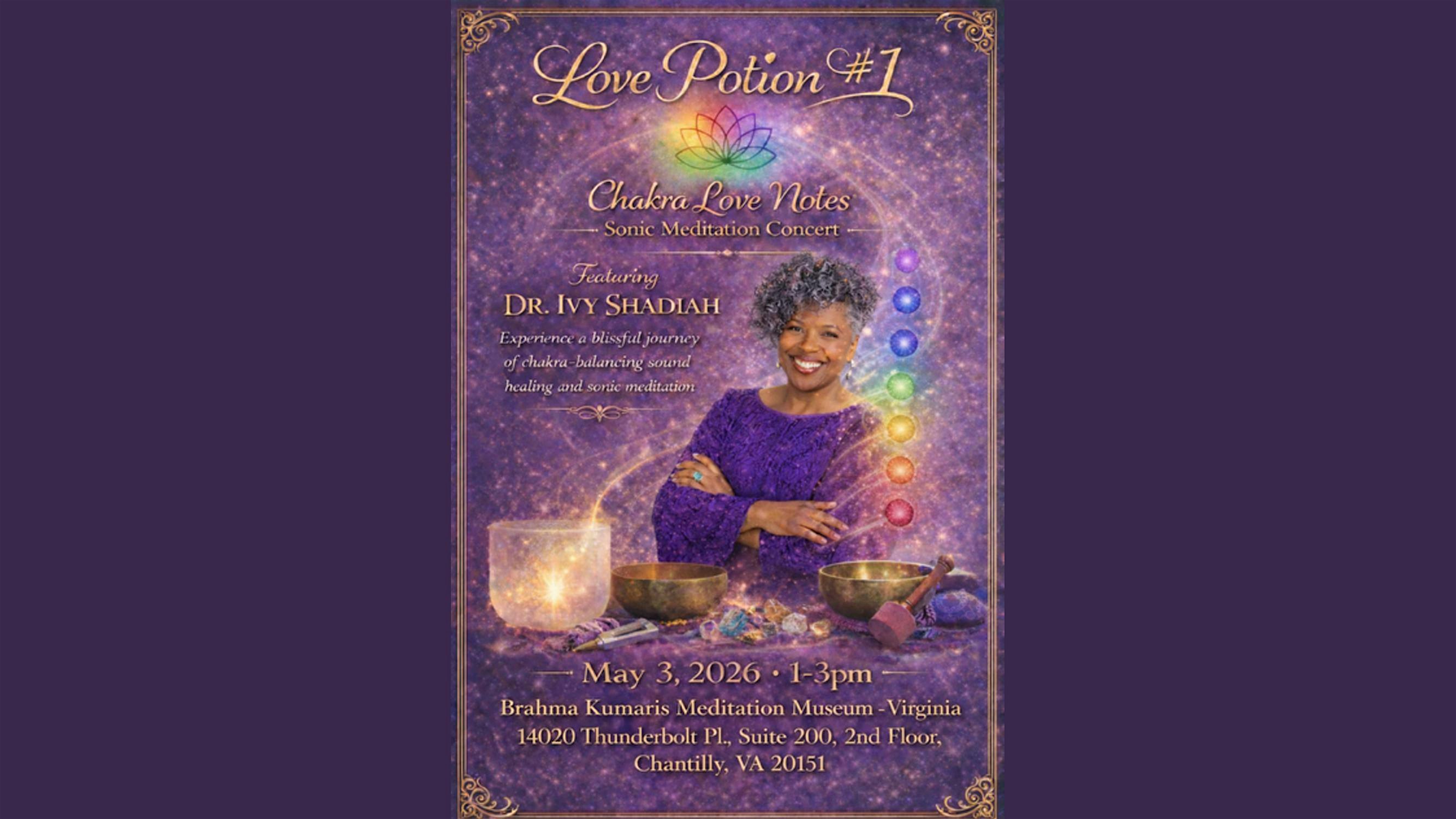 Sonic Meditation Concert with Dr. Ivy SHADIAH at Brahma Kumaris Meditation Museum – Virginia – Chantilly, VA