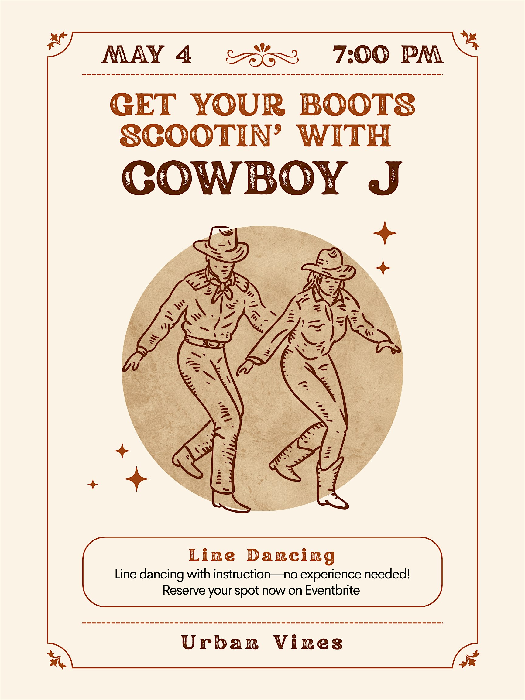 Line Dancing w/ Cowboy J at Urban Vines Winery – Westfield, IN