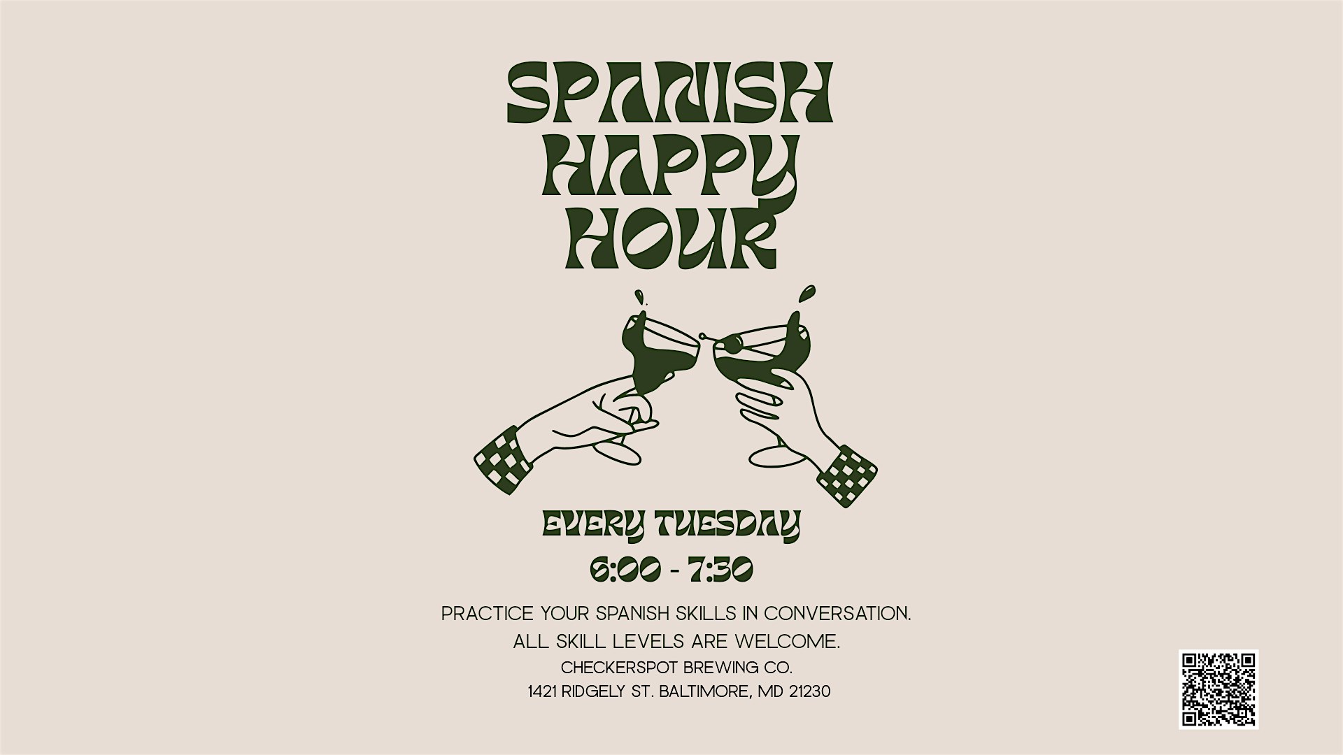 Spanish Happy Hour at Checkerspot Brewing Company – Baltimore, MD