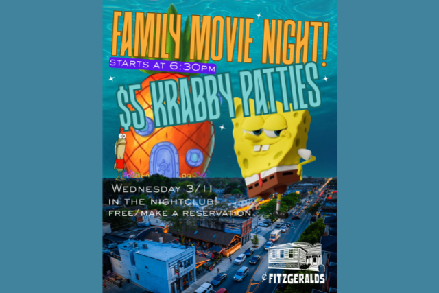 Family Movie & $5 Burger Night in the Club! at FITZGERALDS NIGHTCLUB – Berwyn, IL