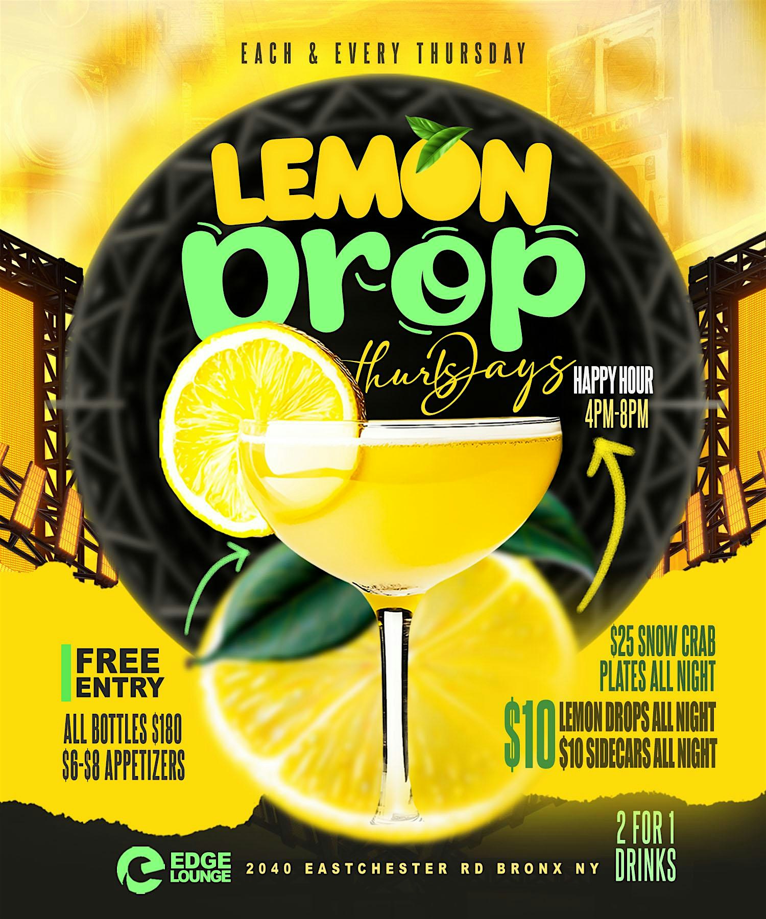LEMON DROP THURSDAYS at Edge Restaurant & Lounge – The Bronx, NY