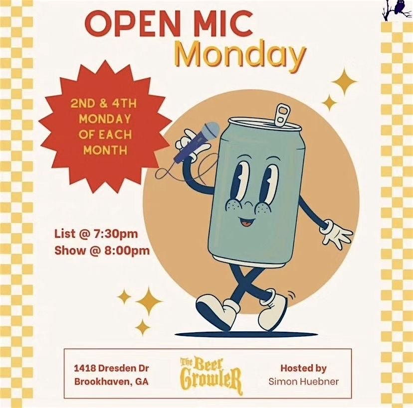 Open Mic Monday at The Beer Growler – Brookhaven, GA