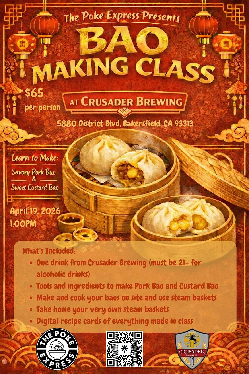 Bao Bun Making Class at Crusader Brewing at Crusader Brewing, District Boulevard, Bakersfield, CA, USA – Bakersfield, CA